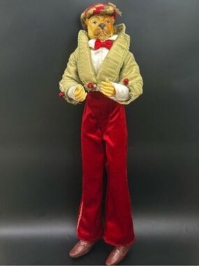 Christmas Trim Bulldog Anthropomorphic 20” Figurine Doll